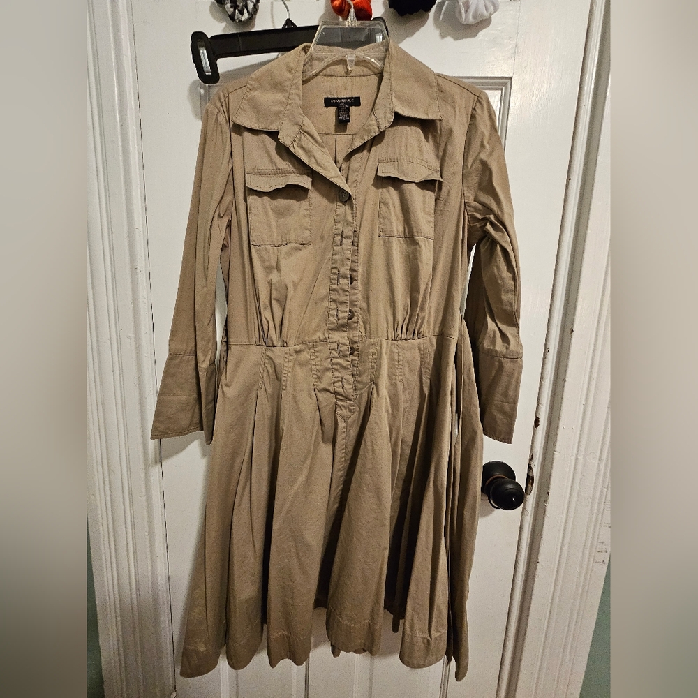 Banana Republic Khaki Midi Shirtdress